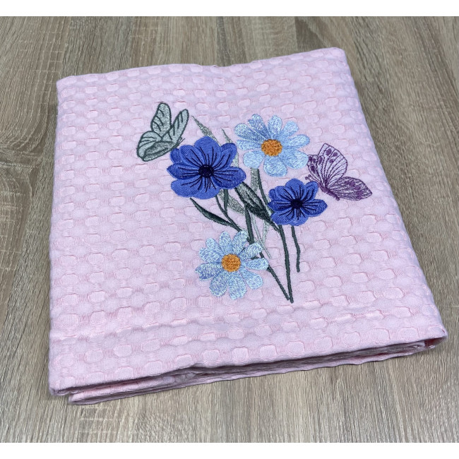 abo Πικέ Κούνιας Αγκαλιάς 100*150 Ροζ-Λουλούδια και Πεταλούδες