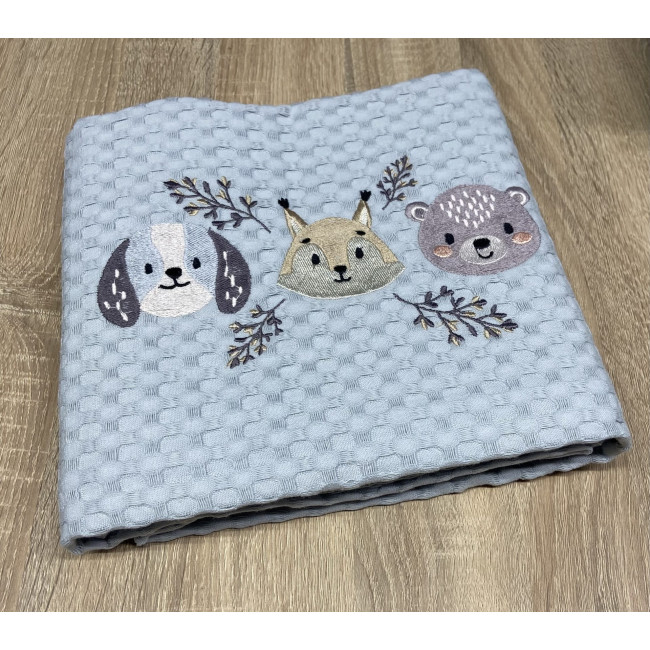 abo Πικέ Κουβέρτα Αγκαλιάς 75*75 Γκρι-Ζωάκια