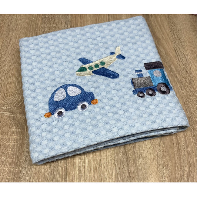 abo Πικέ Κουβέρτα Αγκαλιάς 75*75 Μπλε-Οχήματα