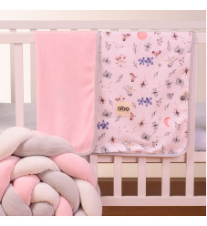 abo Βελουτέ κουβέρτα αγκαλιάς 90x90 Flowers  and Butterflies Pink