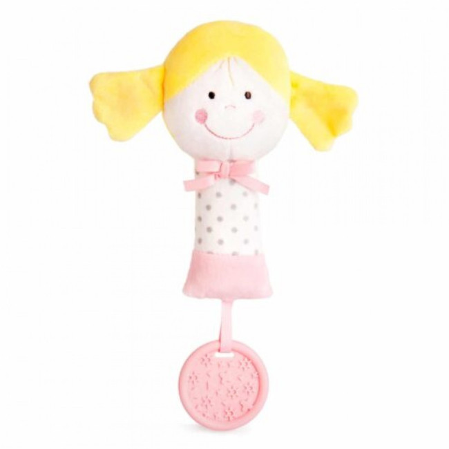 Amek toys Μαλακή Κουδουνίστρα Κούκλα Ginger and Libbie Ξανθό- Ροζ