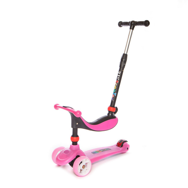 Baby Adventure Παιδικό Πατίνι 2σε1 Scooter 21st Τρίτροχο Με Κάθισμα Και Τιμόνι Ροζ