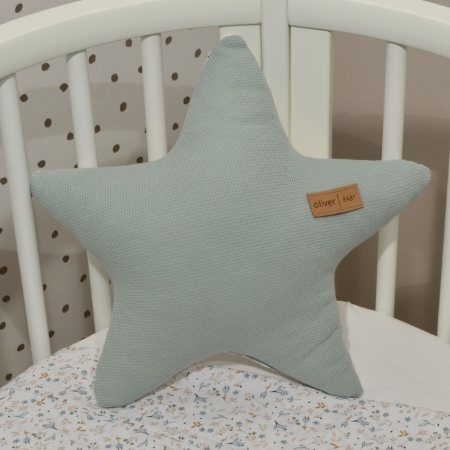 Baby Oliver Διακοσμητικό Μαξιλάρι Διπλής Όψης Des. 403 Αστέρι Μέντα