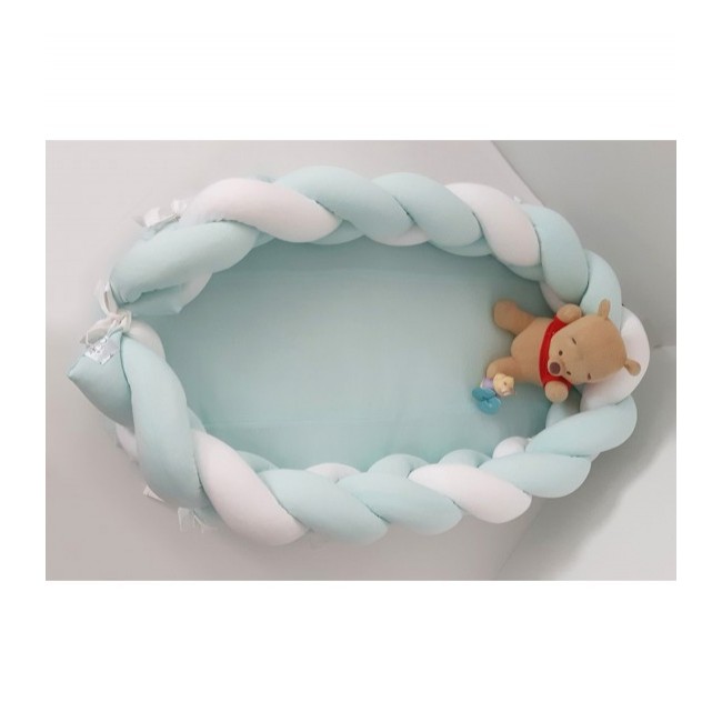 Baby Oliver Φωλιά Με Αποσπώμενη Πλεξούδα Des. 130 Λευκή/Μέντα