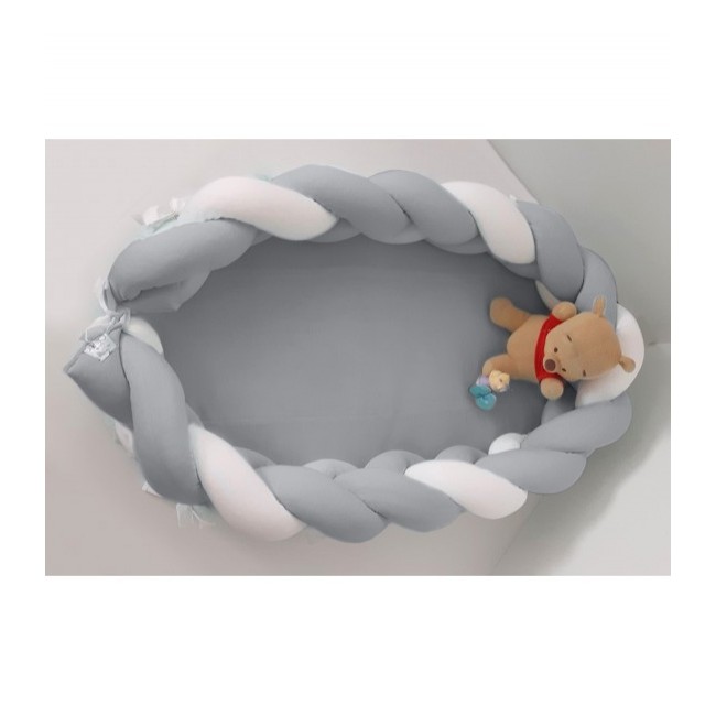 Baby Oliver Φωλιά Με Αποσπώμενη Πλεξούδα Des. 150 Λευκή/Γκρι
