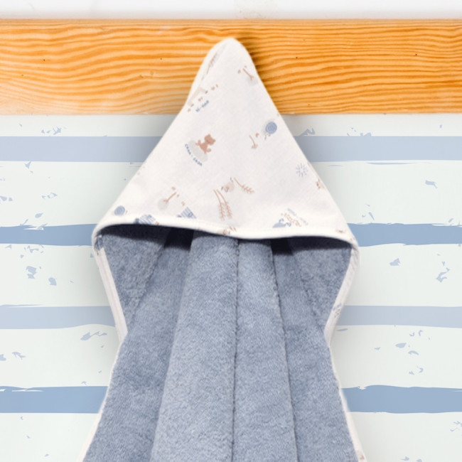 Baby Oliver Μπουρνούζι Με Κάπα 75x75 Des.414 Μπλε Ραφ