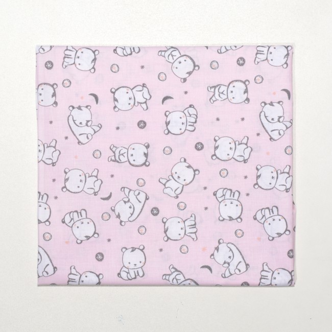 Baby Oliver Πάνα Αγκαλιάς Με Στρίφωμα 80x80cm Des. 179 Εμπριμέ Ροζ Αρκουδάκι