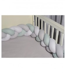 Baby Oliver Πάντα Πλεξούδα Τριπλή Βαμβακερή 20x200cm Des. 3135 Λευκό-Μέντα-Γκρι