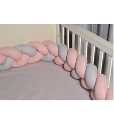 Baby Oliver Πάντα Πλεξούδα Τριπλή Βαμβακερή 20x200cm Des. 3205 Ροζ-Γκρι
