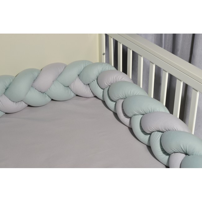 Baby Oliver Πάντα Πλεξούδα Τριπλή Βαμβακερή 20x200cm Des. 3305 Μέντα-Γκρι