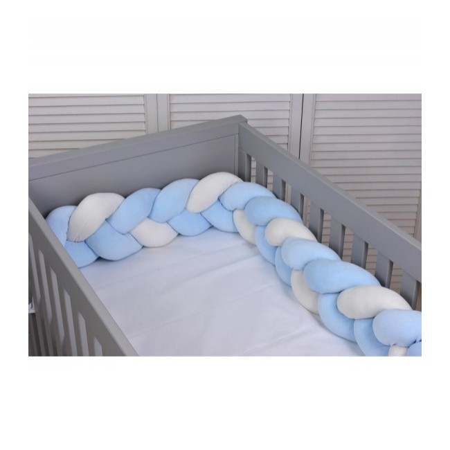Baby Oliver Πάντα Πλεξούδα Τριπλή Ζέρσευ 200x18cm Des. 110 Λευκό/Σιέλ