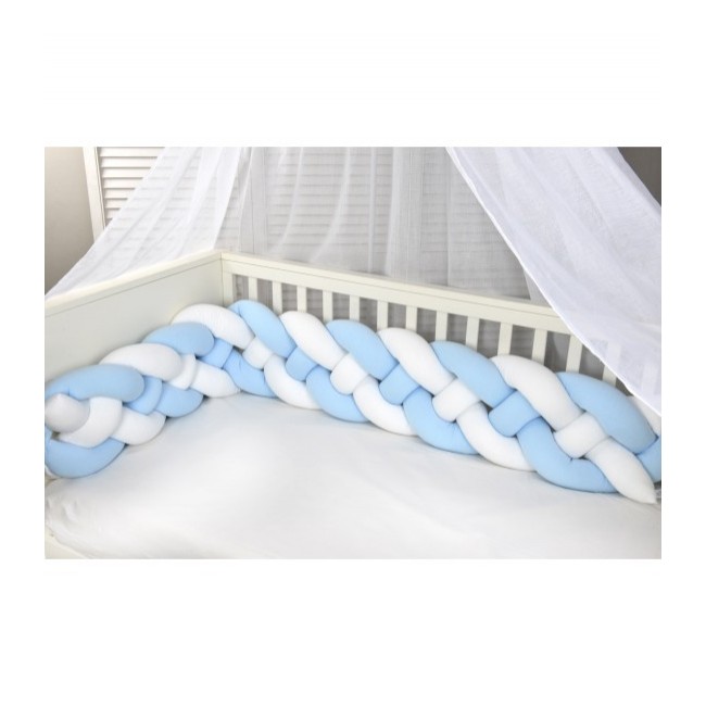 Baby Oliver Πάντα Πλεξούδα Τετραπλή Ζέρσευ 200x24cm Des. 1100 Λευκό/Σιέλ