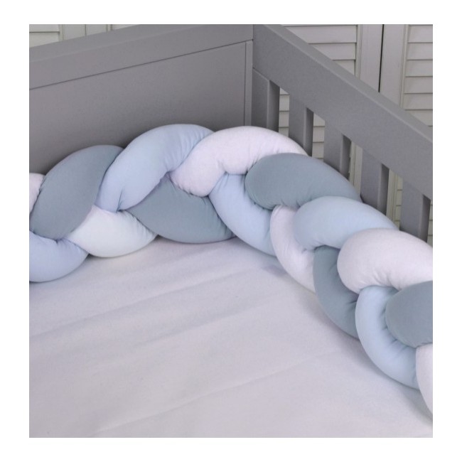 Baby Oliver Πάντα Πλεξούδα Τριπλή Ζέρσευ 200x18cm Des. 115 Λευκό/Σιέλ/Γκρι