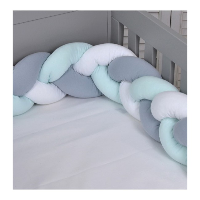 Baby Oliver Πάντα Πλεξούδα Τριπλή Ζέρσευ 200x18cm Des. 135 Λευκό/Μέντα/Γκρι