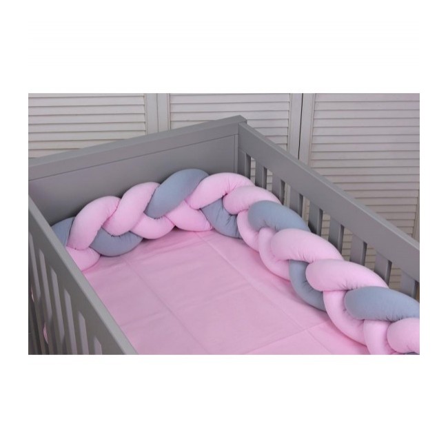 Baby Oliver Πάντα Πλεξούδα Τριπλή Ζέρσευ 200x18cm Des. 205 Ροζ/Γκρι