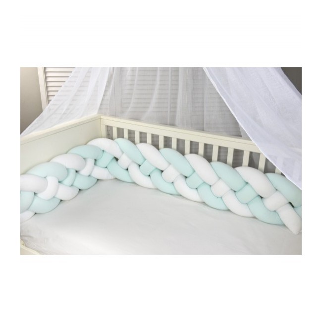 Baby Oliver Πάντα Πλεξούδα Τετραπλή Ζέρσευ 200x24cm Des. 3300 Λευκό/Μέντα Ανοικτό