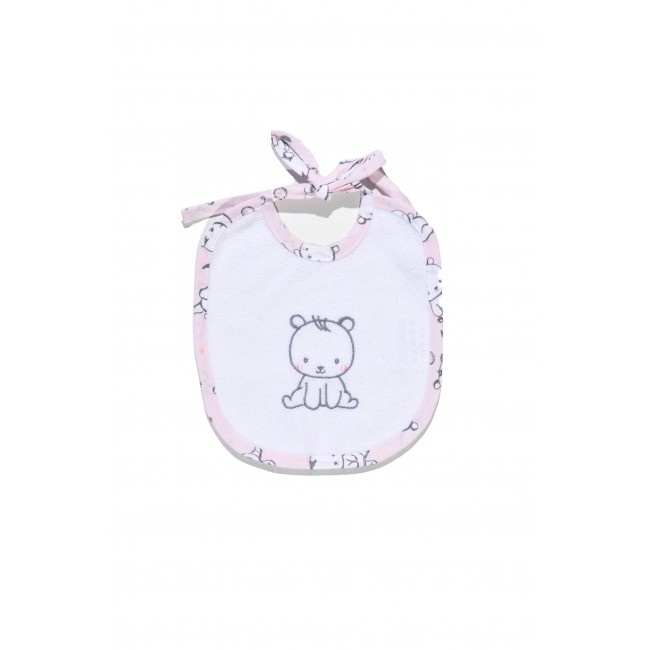 Baby Oliver Σαλιάρα Αδιάβροχη 20x20cm Des. 179 Ροζ Αρκουδάκι
