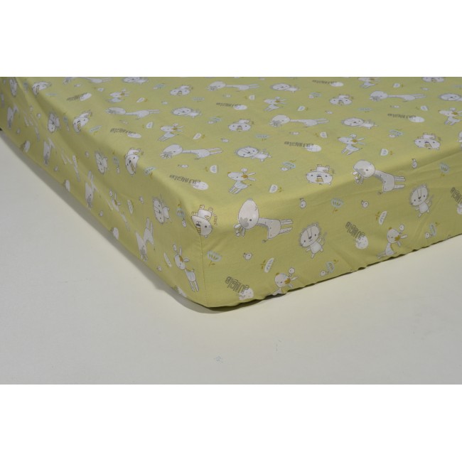 Baby Oliver Κατωσέντονο Με Λάστιχο 70x140(+15)cm Des. 180 Εμπριμέ Χακί Τιγράκι