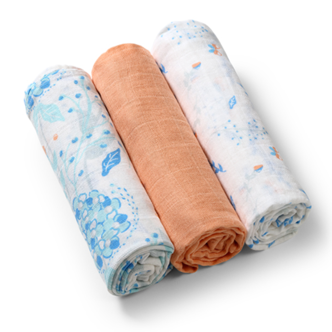 BabyOno Βαμβακερές Πάνες Αγκαλιάς - Μουσελίνες 70x70cm Σετ 3τμχ. Orange