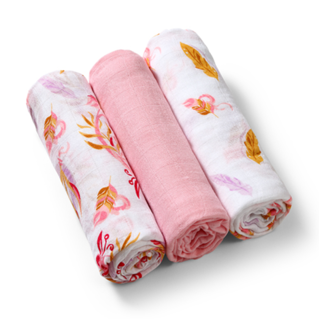 BabyOno Βαμβακερές Πάνες Αγκαλιάς - Μουσελίνες 70x70cm Σετ 3τμχ. Pink
