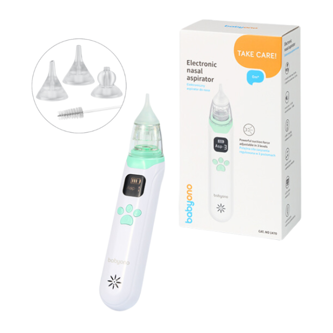 BabyOno Ηλεκτρικός Ρινικός Αποφρακτήρας Μύτης- 3 Επίπεδα Εντασης & Αθόρυβη Λειτουργία
