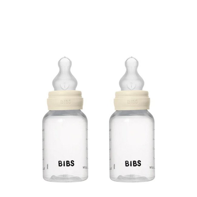 Bibs Σετ Πλαστικά Μπιμπερό Με Θηλή Σιλικόνης 2τμχ. 150ml Ivory