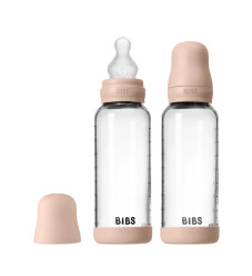 Bibs Σετ Γυάλινα Μπιμπερό Με Θηλή Σιλικόνης 2τμχ. 270ml Blush