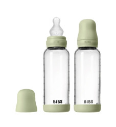 Bibs Σετ Γυάλινα Μπιμπερό Με Θηλή Σιλικόνης 2τμχ. 270ml Sage