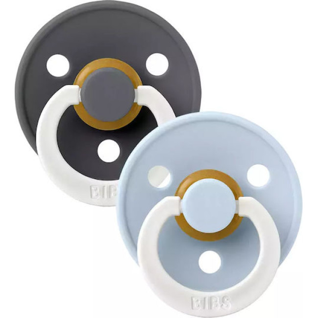 Bibs Πιπίλες Colour 2 τμχ. Latex No1 Glow Iron/Baby Blue