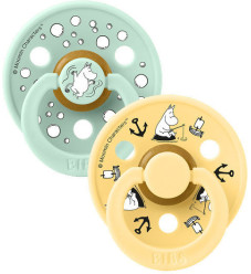 Bibs Πιπίλες Colour 2 τμχ. Latex No1 Moomins Sailing Nordic Mint/Pale Butter Mix