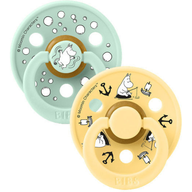 Bibs Πιπίλες Colour 2 τμχ. Latex No1 Moomins Sailing Nordic Mint/Pale Butter Mix