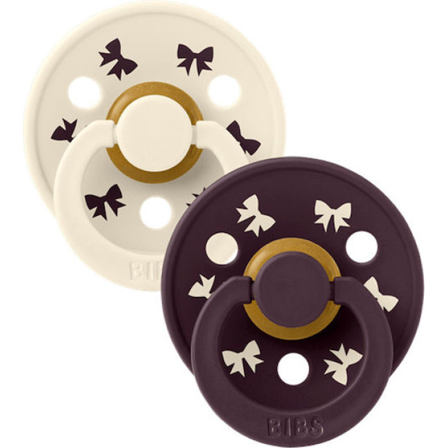 Bibs Πιπίλες Colour 2 τμχ. Latex No2 Bow Ivory/Plum