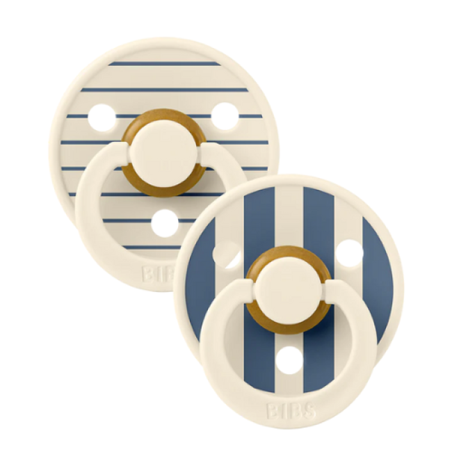 Bibs Πιπίλες Studio Collection 2 τμχ. Στρογγυλή No1 Ivory Steel Blue Mix