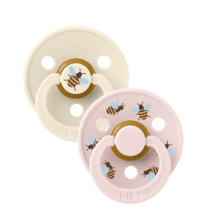 Bibs Πιπίλες Studio Collection 2 τμχ. Στρογγυλή No1 Bumblebee-Ivory Mix