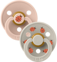 Bibs Πιπίλες Studio Collection 2 τμχ. Στρογγυλή No1 Ladybug/Blush Mix