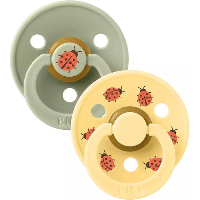 Bibs Πιπίλες Studio Collection 2 τμχ. Στρογγυλή No1 Ladybug/Sage Mix