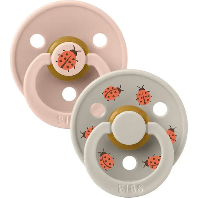 Bibs Πιπίλες Studio Collection 2 τμχ. Στρογγυλή No2 Ladybug/Blush Mix