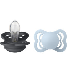 Bibs Πιπίλες Supreme 2 τμχ. Silicone No1 iron/Baby Blue