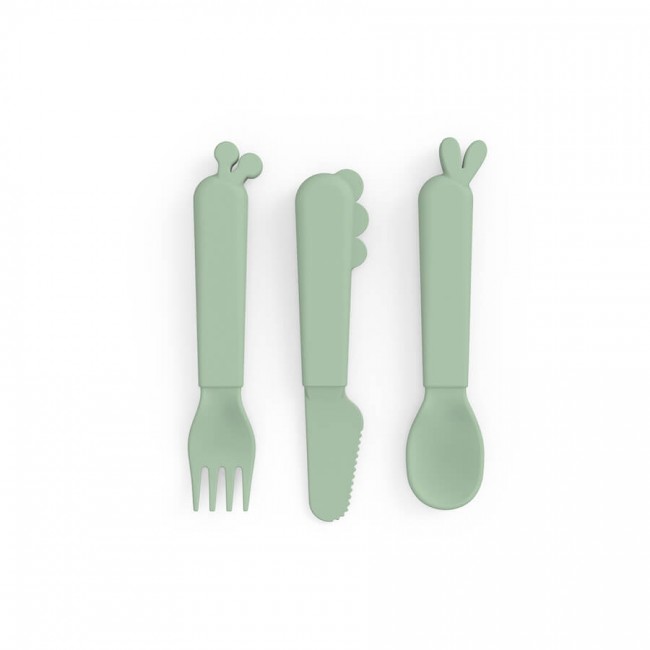 Done By Deer Σετ 3 τμχ κουτάλι/μαχαίρι/πιρούνι Deer friends Green