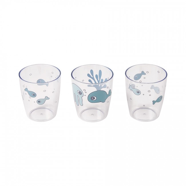 Done By Deer Παιδικό Ποτηράκι Yummy Mini Σετ 3τμχ Sea Friends Blue