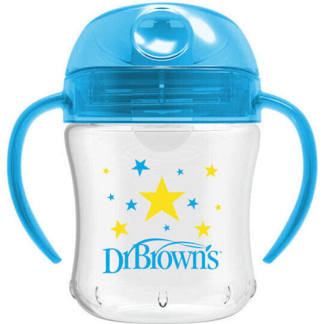 Dr. Brown's Κύπελλο 180 ml Μαλακό Στόμιο Με Καπάκι Και Λαβές Μπλε