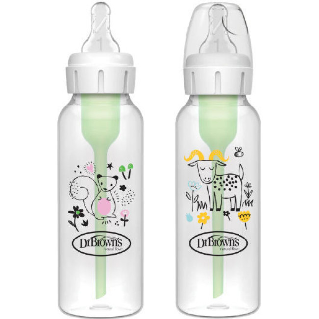 Dr. Brown's Μπιμπερό Πλαστικό Με Στενό Λαιμό Options+ 2τμχ. 250ml Σκιουράκι/Κατσικούλα