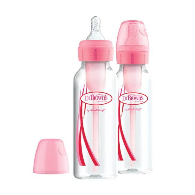 Dr. Brown's Μπιμπερό Πλαστικό Με Στενό Λαιμό Options+ 2 τμχ. 250ml Ροζ