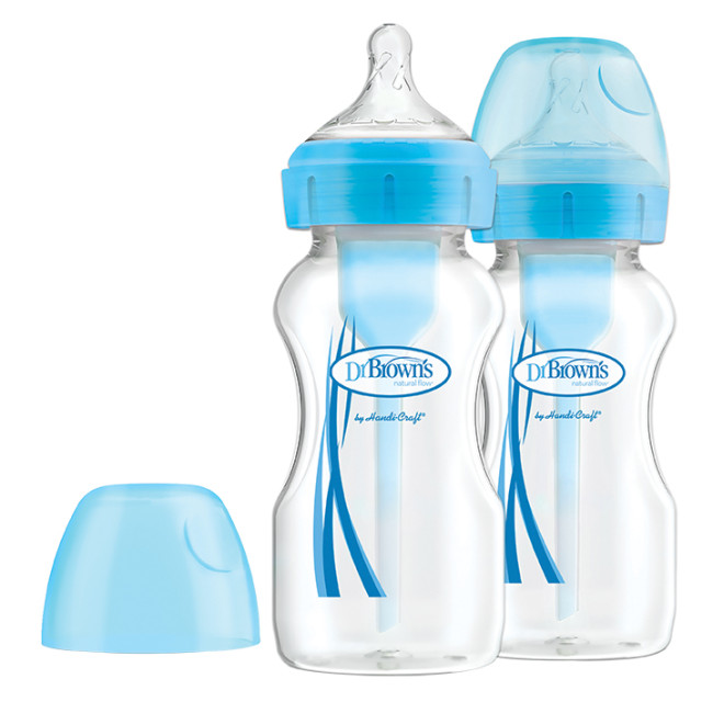 Dr. Brown's Μπιμπερό Πλαστικό Με Φαρδύ Λαιμό Options+ 2 τμχ. 270ml Μπλε