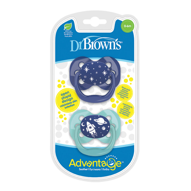Dr. Brown's Πιπίλα Advantage Αγόρι, Επίπεδο 1, 0-6 μηνών 2 τμχ.