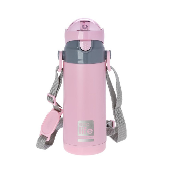 Ecolife Παιδικό Μεταλλικό Θερμός 400ml Ροζ