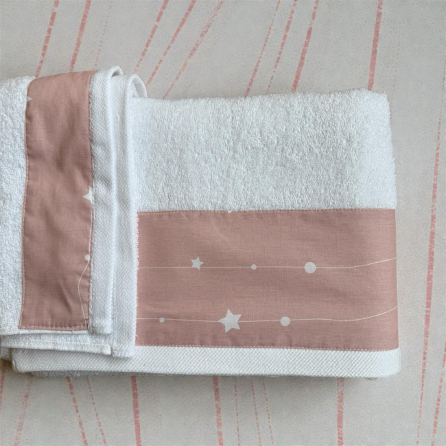 Figlio Bino Σετ Πετσέτες Αστεράκια Λευκό Ροζ