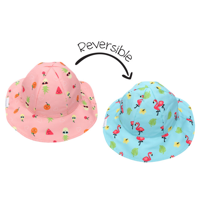 FlapJackKids Καπέλο Διπλής Όψης UPF 50+ Flamingo/Fruit 2-4y