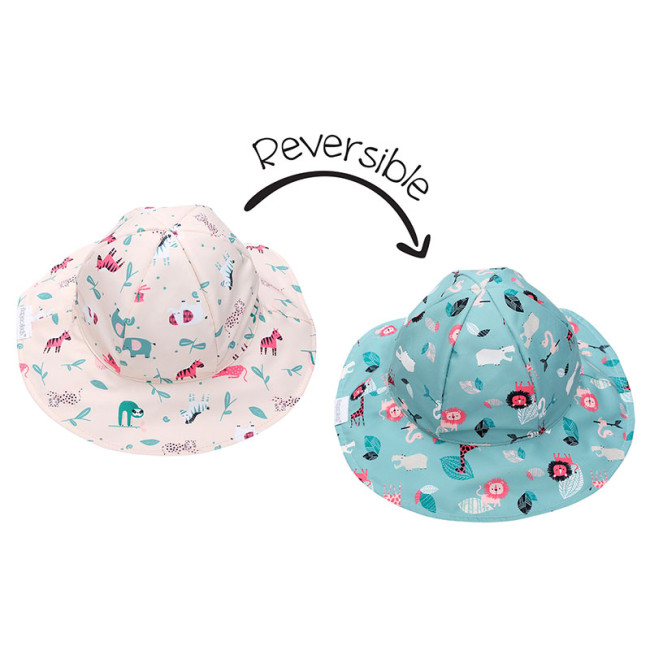 FlapJackKids Καπέλο Διπλής Όψης UPF 50+ Pink Zoo 6m-2y