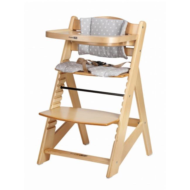 FreeOn Ξύλινη Καρέκλα Φαγητού Toby Plus με Δίσκο & Μαξιλάρι Nature